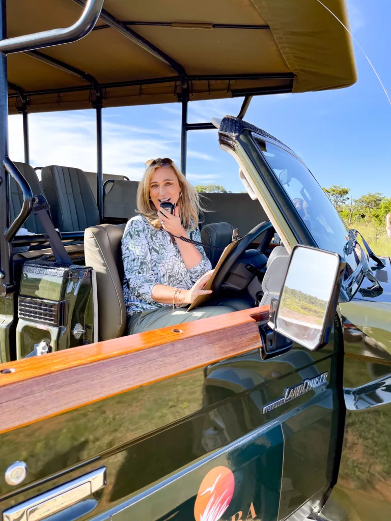 Bernie calling Petra over the two-way radio of the game vehicle
