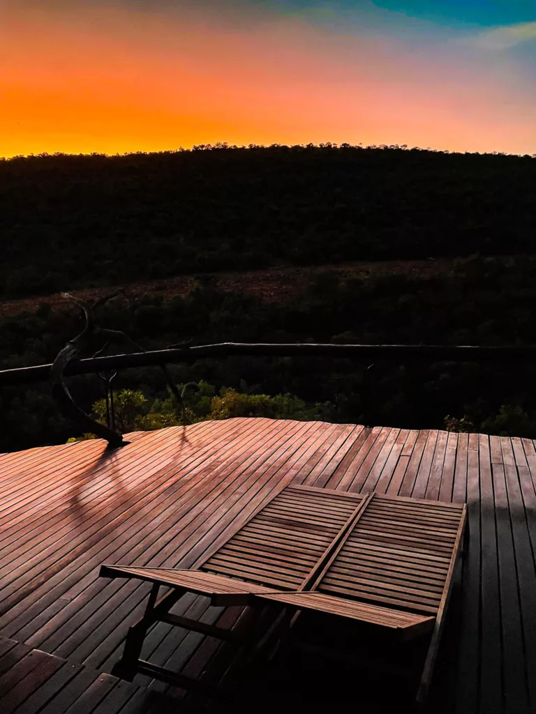 Sunrise views from our private viewing deck at Sediba