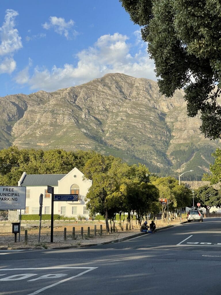 The mountain range and views of Franschhoek, South Africa