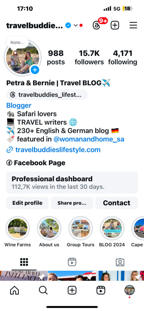 Travelbuddieslifestyle Instagram profile page
