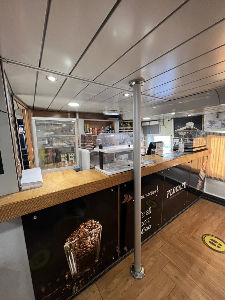 The cafeteria of a ferry