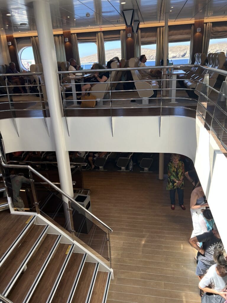 View of the upper VIP deck on a ferry