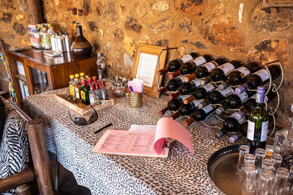 The honesty bar with a wine selection