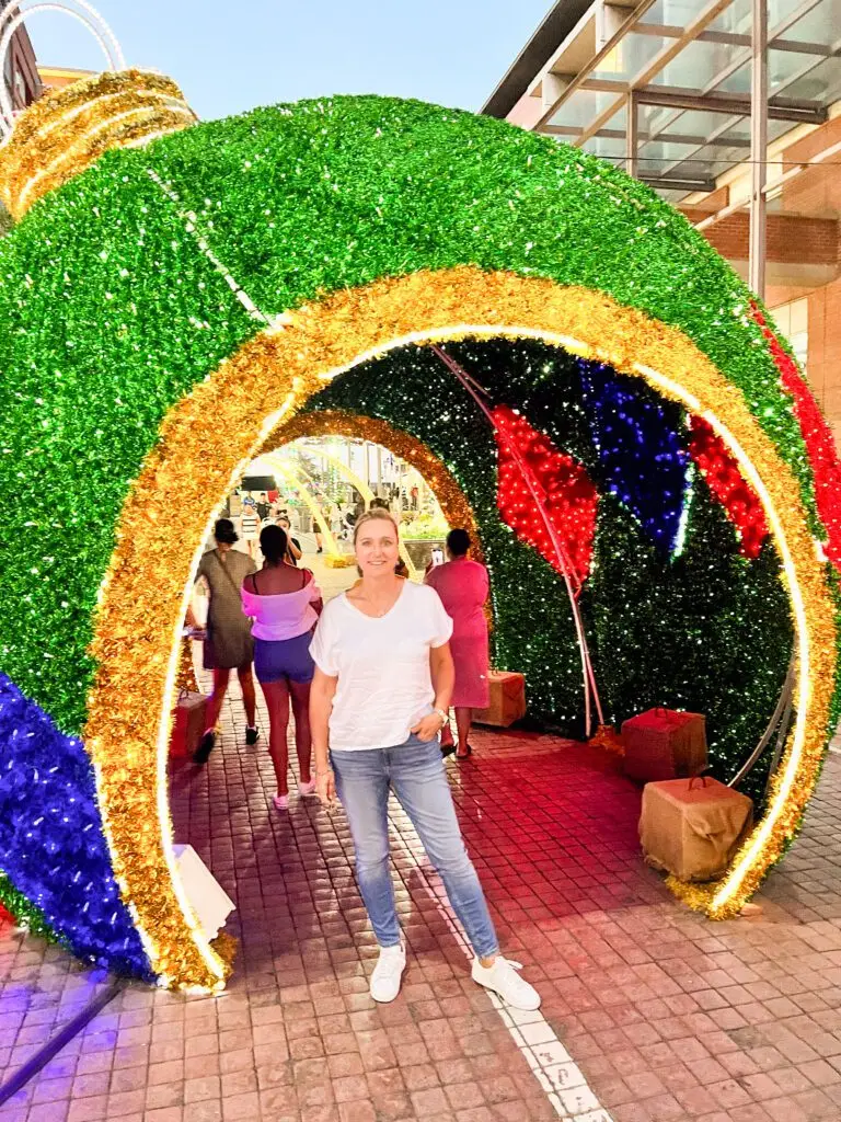Melrose Arch Christmas Lights Big colourful chrismas bulb