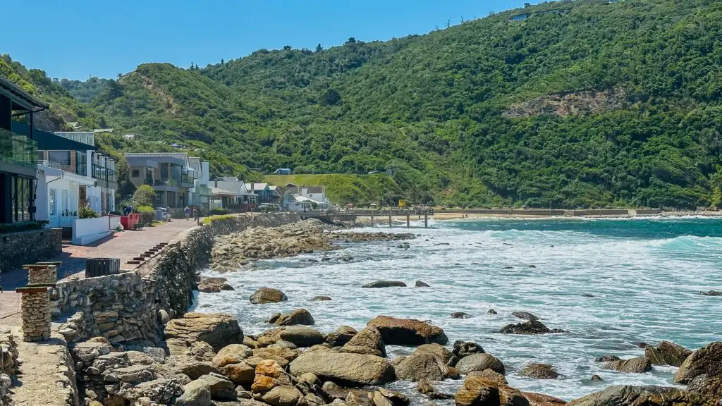 Victoria Bay, Garden Route, South Africa, beach scenery with surfers