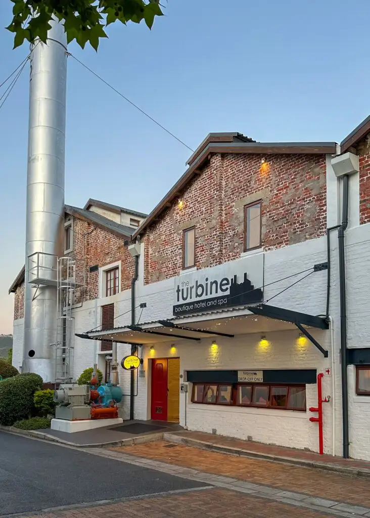 The exterior of the Turbine Hotel and Spa, Thesen Island Knysna, Garden Route small group tour