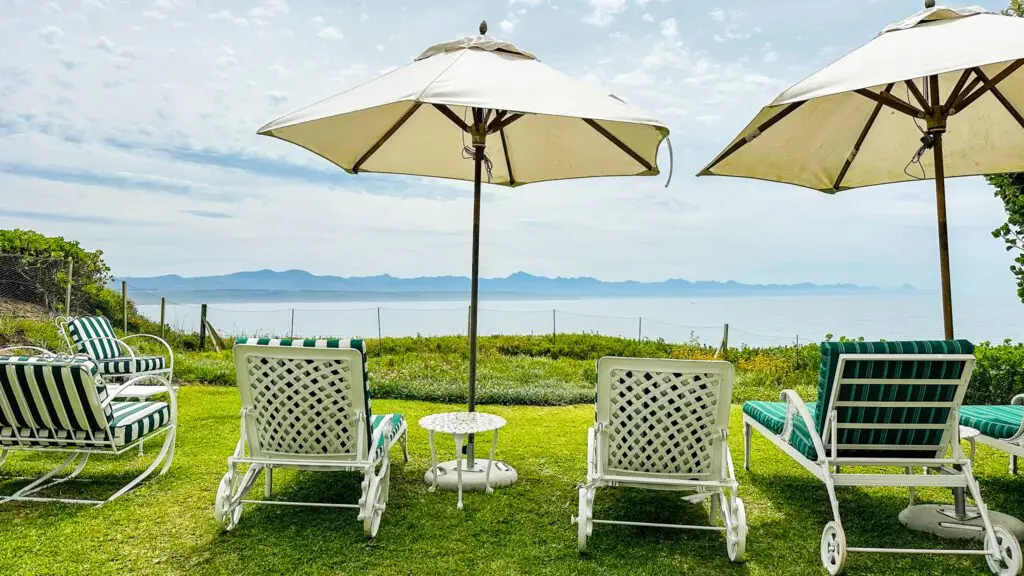 The garden overlooking the ocean from Southern-Cross Boutique Hotel Loungers overlooking the ocean