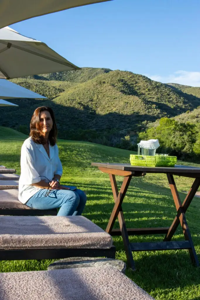Wildehondekloof - Petra enjoying the tranquil environment next to the pool at Wildehondekloof