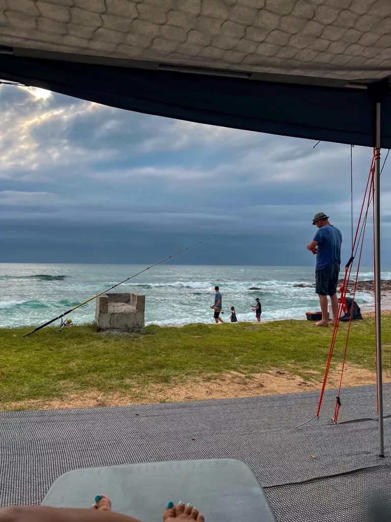 Rock Bay caravan park on the ocean's edge at Park Rynie in South Africa