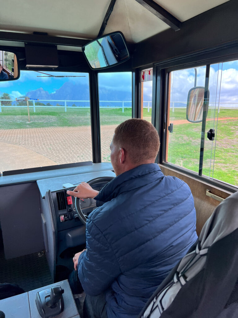 The drive of the Franschhoek car museum's tram
