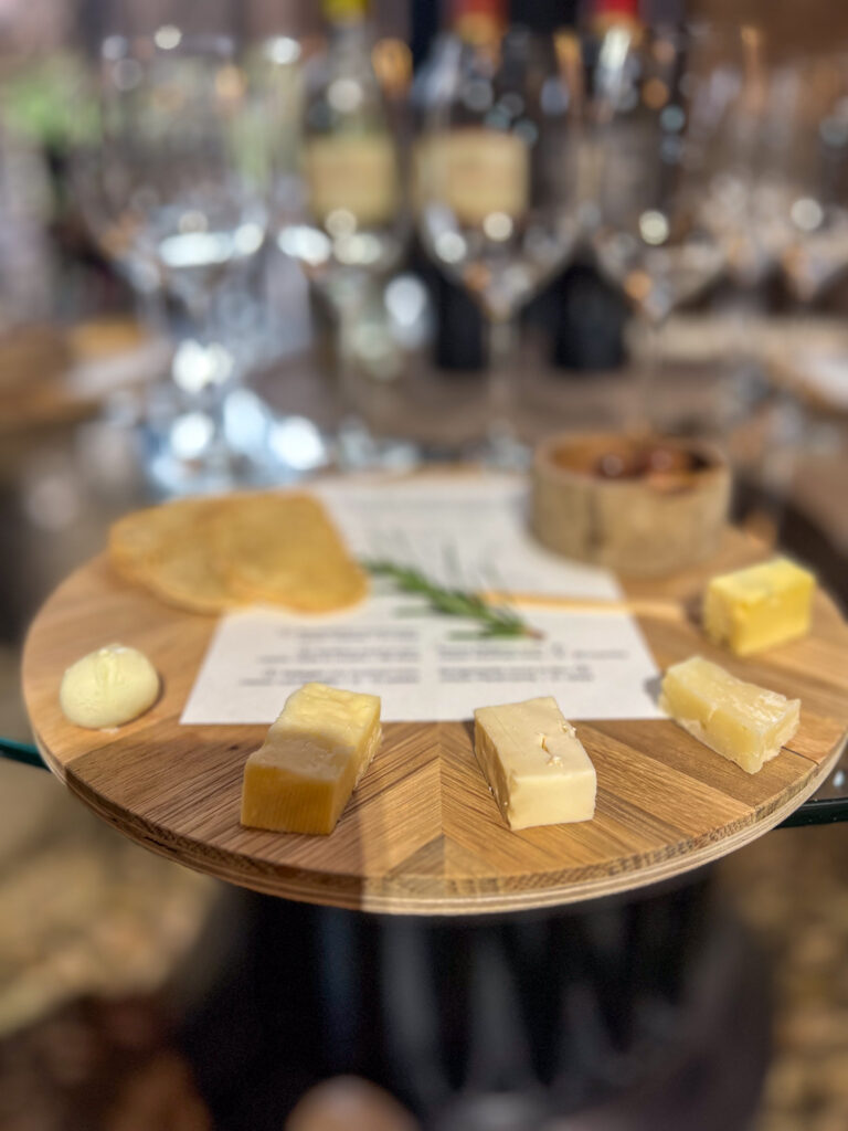 Our Cheese and Wine pairing board with map of Italy