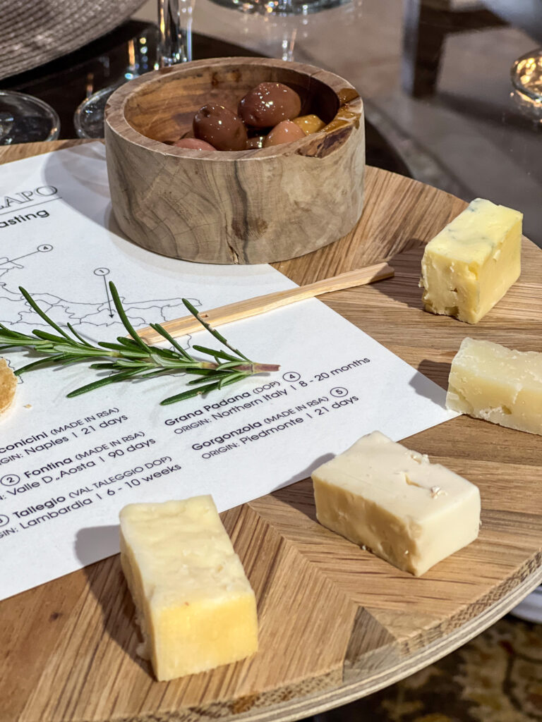Our Cheese and Wine pairing board with map of Italy
