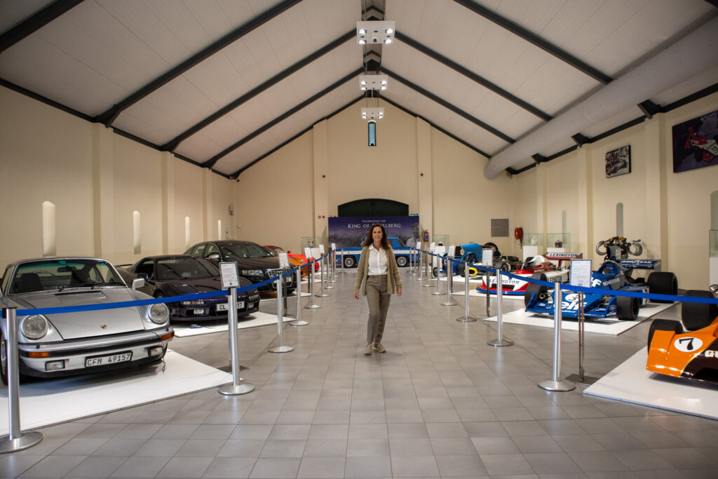Petra enjoying the Motorsport exhibition Hall at the Franschoek Motor museum