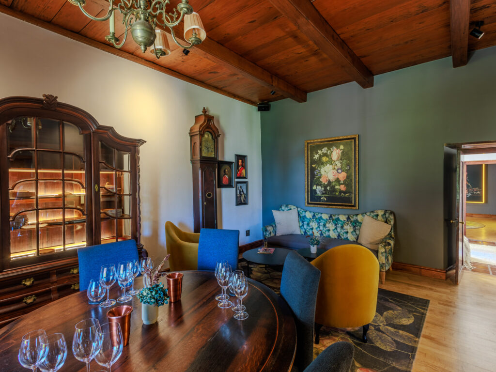 The interior of the lounge in the homestead at Vergenoegd Löw Boutique Hotel and Spa