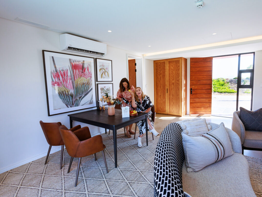 The lounge area of the Luxury Cottages at Vergenoegd Löw Boutique Hotel and Spa