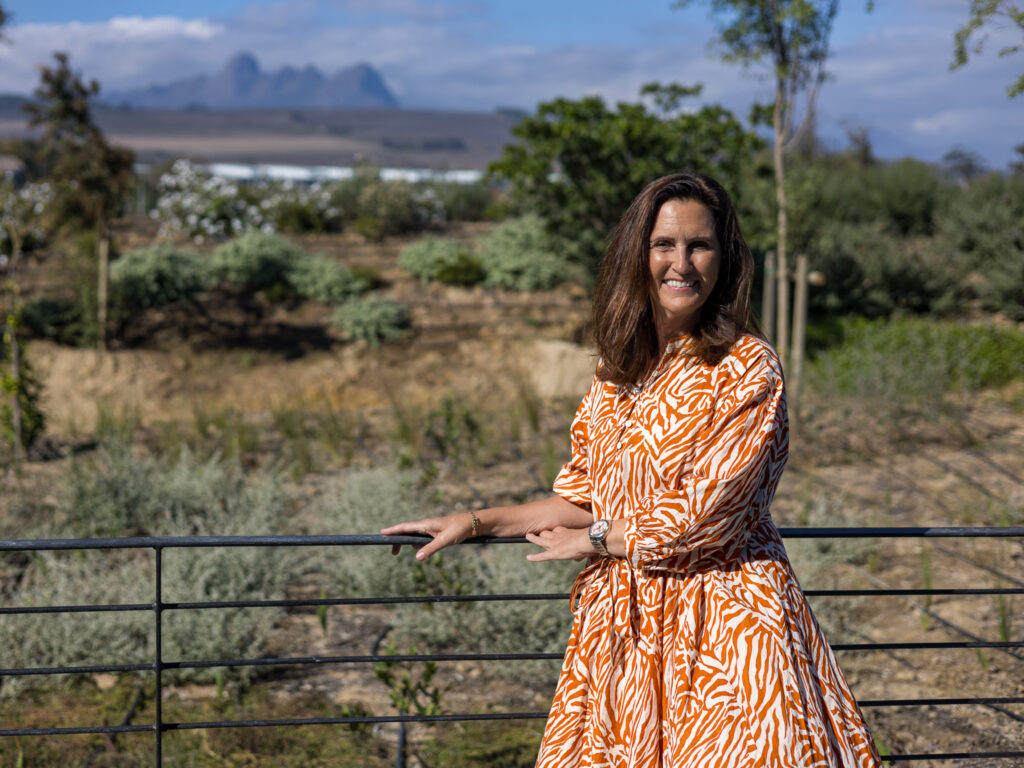 Petra enjoying the vineyard views