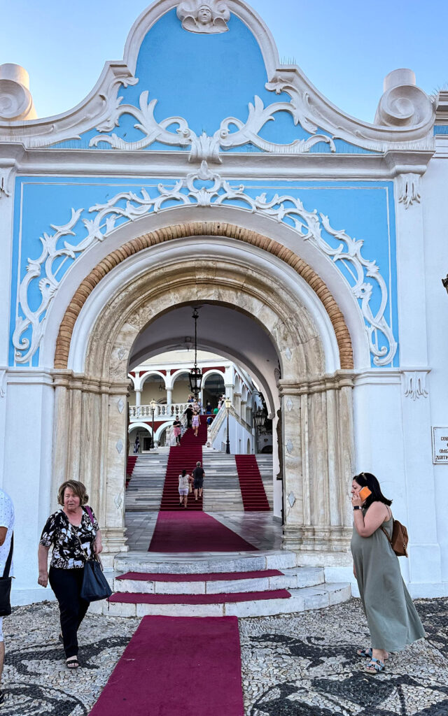 Panagia Megalochari entrance, red carpet