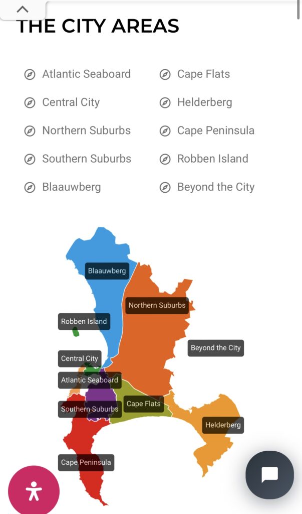 map of Cape Town suburbs and city areas