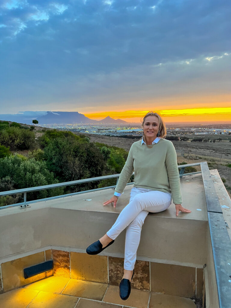Bernie enjoying he sunset views from the terrace at Durbanville Hills
