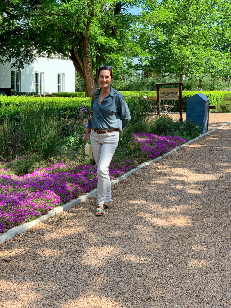 Petra admiring the gardens of Boschendal Wine Estate