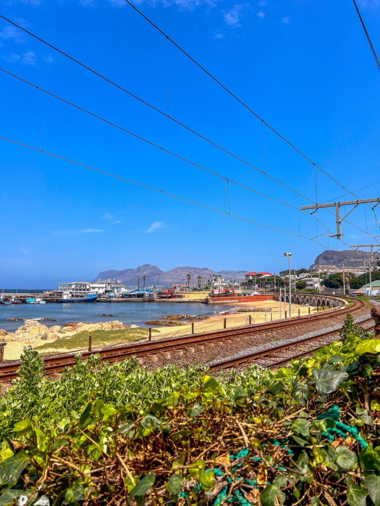 The views from the restaurant overlooking the railways in Kalk Bay