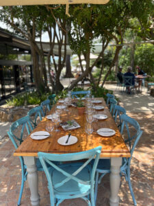 The outside eating space at Klein Roosboom
