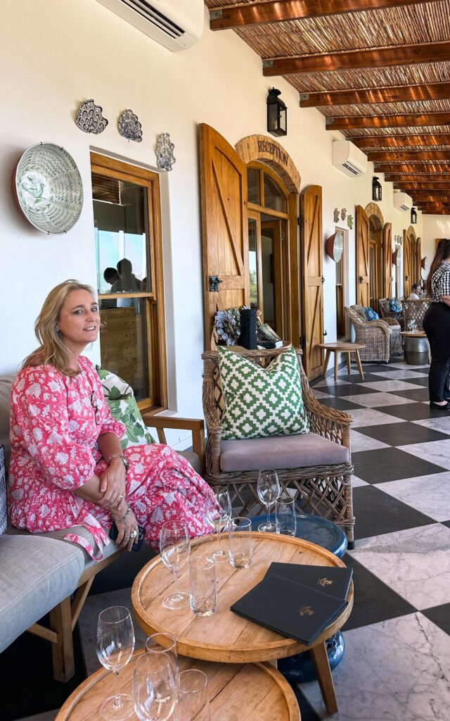 Bernie enjoying the beautiful views at The Grendel Wine Farm