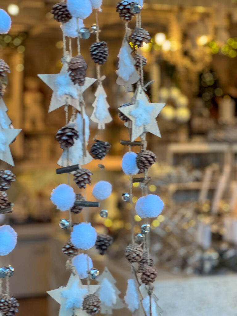 White Christmas decorations at the Salzburg Christmas Market