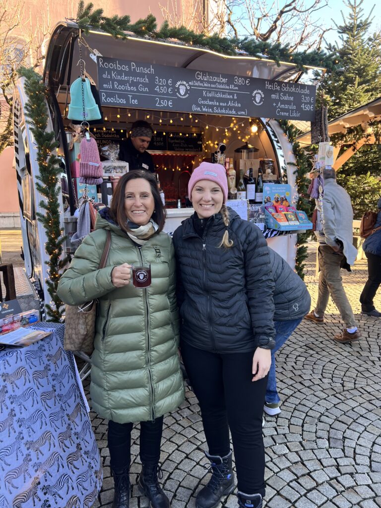 Petra and Heidi in front of their pop-up-shop in Bad Reichenhall Christmas Market