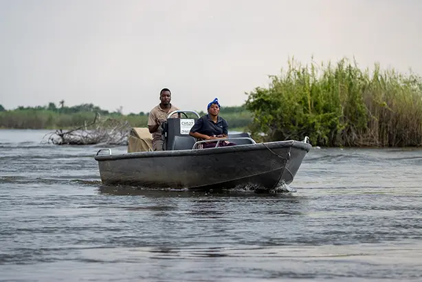 boat on Chobe River Namibia side