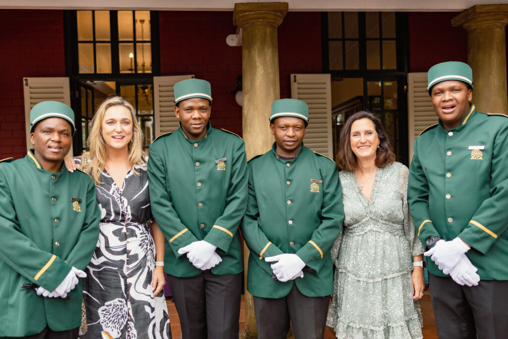 Bernie and Petra with the staff of Rovos Rail at the platform in Pretoria during check-in