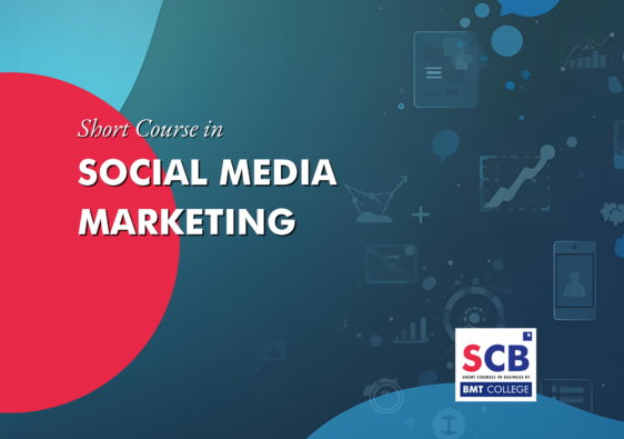 BMT College online learning home screen for Social Media Marketing and Influencer training, with modules on content creation, analytics, branding and certified digital skill